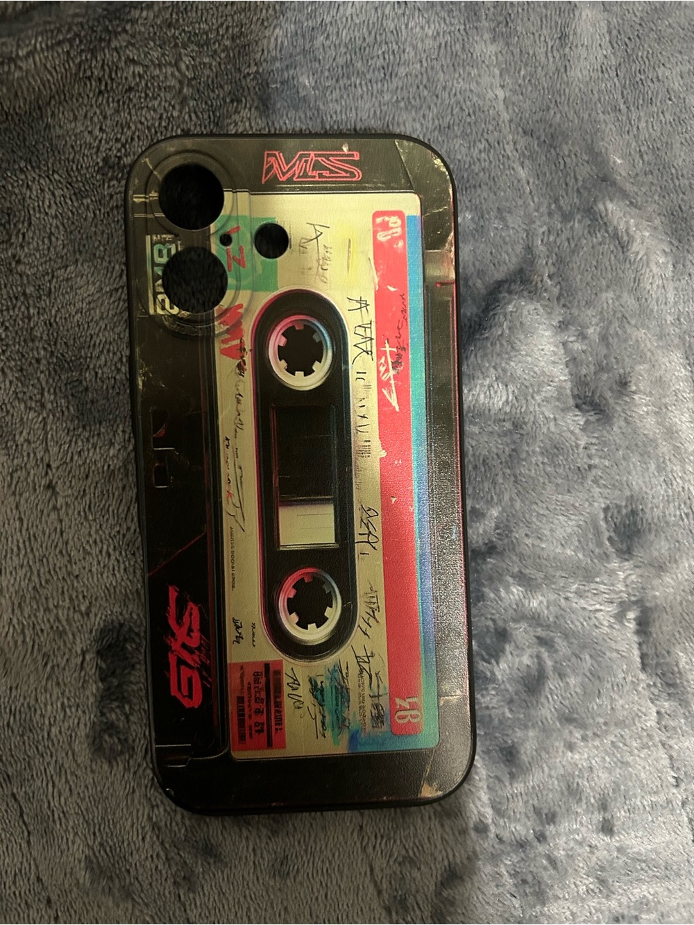 iPhone 17 Retro Cassette Tape Phone Case - Black with Multicolor Accents